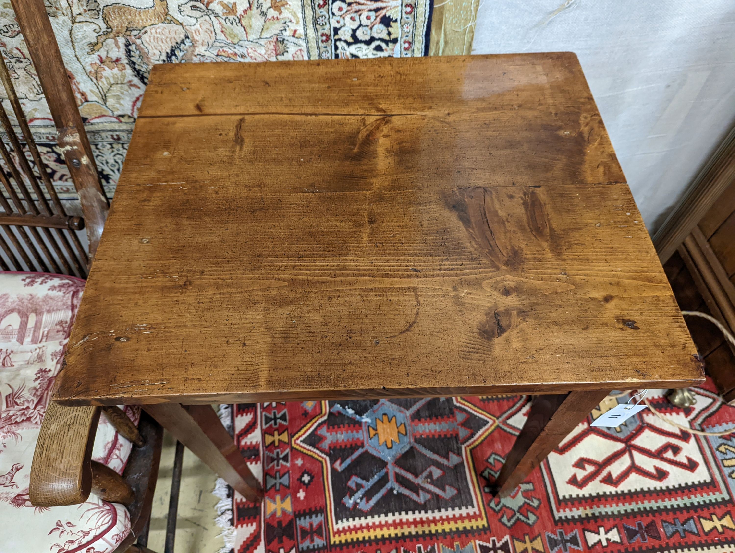 A French pine and oak side table, width 60cm, depth 50cm, height 72cm